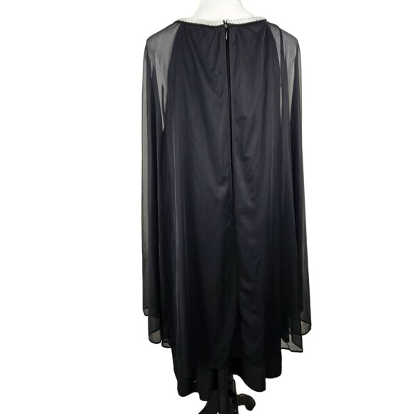R&M Richards Womens Elegant Dress Plus 20W Black Sheer Capelet Evening Cocktail - Picture 7 of 16